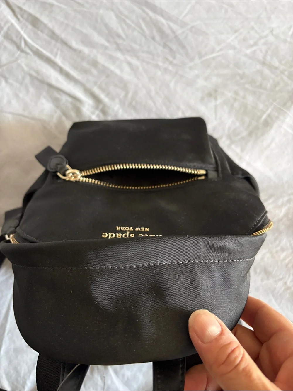 kate spade black mini nylon backpack with gold hardware